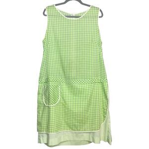 Vintage 70s gingham green house day dress size M/L